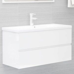Chiuvetă de baie, orificiu robinet & preaplin, alb, ceramică imagine