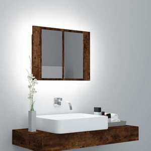 vidaXL Dulap cu oglindă & LED stejar fumuriu 60x12x45 cm lemn compozit imagine