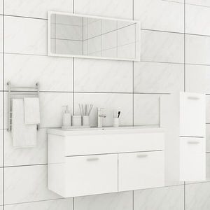 vidaXL Dulap cu chiuvetă de baie și oglindă, alb extralucios imagine