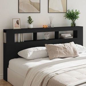 vidaXL Tăblie de pat cu LED, negru, 200x18, 5x103, 5 cm, lemn prelucrat imagine