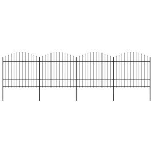 vidaXL Gard de grădină cu vârf suliță, negru, 6, 8 m, oțel imagine