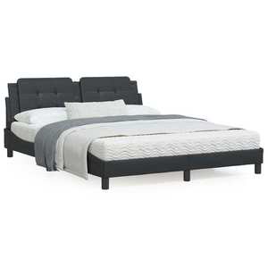 vidaXL Cadru de pat cu lumini LED, negru, 160x200 cm, piele ecologică imagine