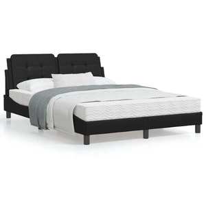 vidaXL Cadru de pat cu lumini LED, negru, 140x190 cm, piele ecologică imagine