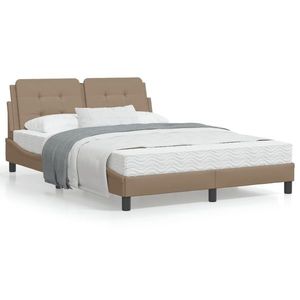 vidaXL Cadru de pat cu tăblie, cappuccino, 140x190 cm, piele ecologică imagine