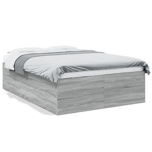 vidaXL Cadru de pat, gri sonoma, 140x190 cm, lemn prelucrat imagine