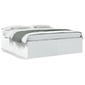 vidaXL Cadru de pat alb 180x200 cm din lemn prelucrat imagine