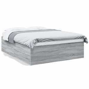 vidaXL Cadru de pat, gri sonoma, 150x200 cm, lemn prelucrat imagine