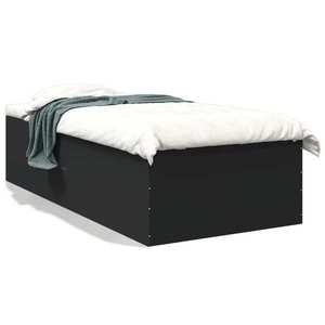 vidaXL Cadru de pat, negru, 75x190 cm, lemn prelucrat imagine