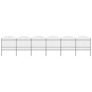 Gard de gradina cu varf sulita, negru, (1, 75-2) x 1, 7 m, otel imagine