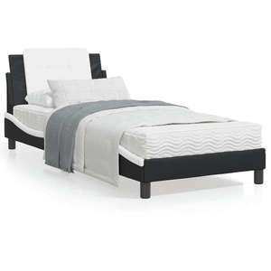 vidaXL Cadru de pat cu LED, negru și alb, 100x200 cm, piele ecologică imagine