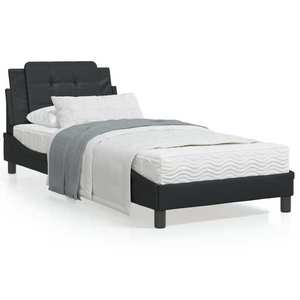 vidaXL Cadru de pat cu lumini LED, negru, 100x200 cm, piele ecologică imagine
