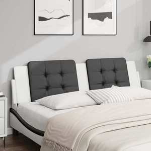 vidaXL Pernă pentru tăblie pat, negru și alb, 180cm, piele artificială imagine