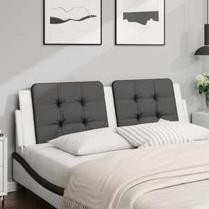 vidaXL Pernă pentru tăblie pat, negru și alb, 160cm, piele artificială imagine
