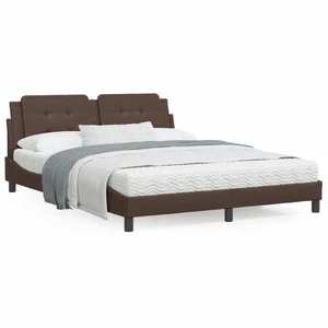 vidaXL Cadru de pat cu tăblie, maro, 160x200 cm, piele ecologică imagine