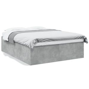 vidaXL Cadru de pat, gri beton, 150x200 cm, lemn prelucrat imagine