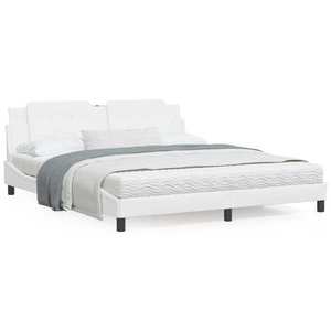 vidaXL Cadru de pat cu lumini LED, alb, 180x200 cm, piele ecologică imagine