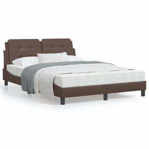 vidaXL Cadru de pat cu tăblie, maro, 140x200 cm, piele ecologică imagine