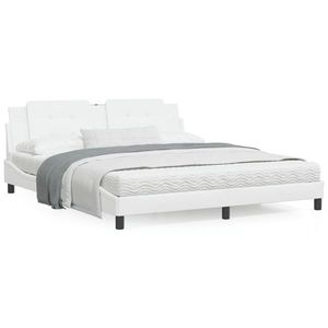 vidaXL Cadru de pat cu tăblie, alb, 180x200 cm, piele ecologică imagine