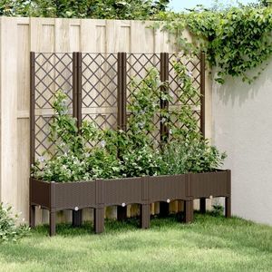 vidaXL Jardinieră de grădină cu spalier, maro, 160x40x142 cm, PP imagine