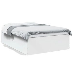 vidaXL Cadru de pat, alb, 120x200 cm, lemn prelucrat imagine