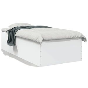 vidaXL Cadru de pat, alb, 90x190 cm, lemn prelucrat imagine