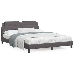 vidaXL Cadru de pat cu tăblie, gri, 160x200 cm, piele ecologică imagine