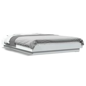 vidaXL Cadru de pat, alb, 140x190 cm, lemn prelucrat imagine
