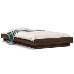 vidaXL Cadru de pat cu LED, stejar maro, 90x190 cm, lemn prelucrat imagine