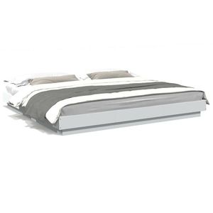 vidaXL Cadru de pat cu lumini LED, alb, 180x200 cm, lemn prelucrat imagine