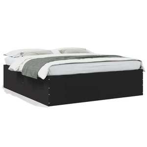 vidaXL Cadru de pat negru 180x200 cm din lemn prelucrat imagine