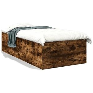 vidaXL Cadru de pat, stejar fumuriu, 75x190 cm, lemn prelucrat imagine