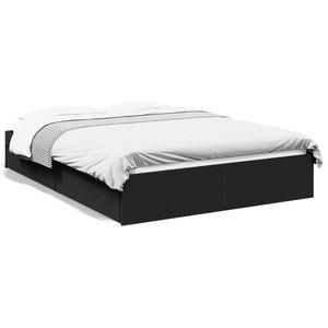 vidaXL Cadru de pat cu sertare, negru, 120x190 cm, lemn prelucrat imagine