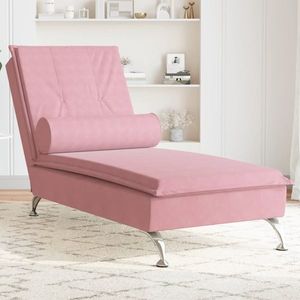 vidaXL Șezlong de masaj cu suport sprijin, roz, catifea imagine