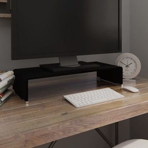 vidaXL Stand TV/suport monitor din sticlă, negru, 60x25x11 cm imagine
