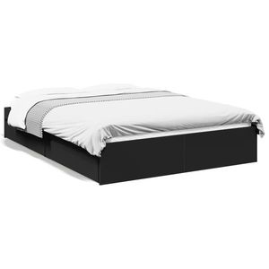 vidaXL Cadru de pat cu sertare, negru, 140x200 cm, lemn prelucrat imagine