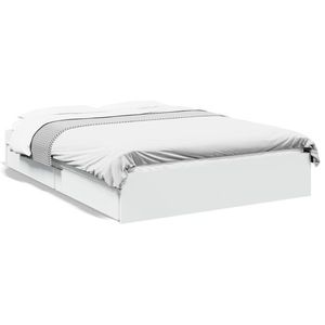 vidaXL Cadru de pat cu sertare, alb, 120x200 cm, lemn prelucrat imagine