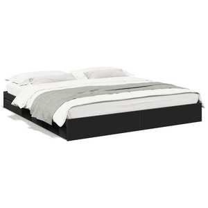 vidaXL Cadru de pat cu sertare negru 200x200 cm lemn prelucrat imagine