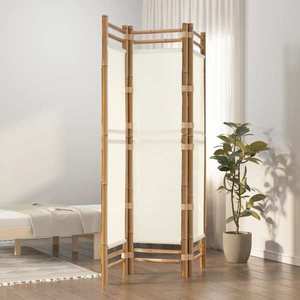 vidaXL Separator de cameră pliabil cu 3 panouri 120 cm bambus și pânză imagine