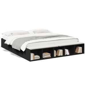 vidaXL Cadru de pat, negru, 200x200 cm, lemn prelucrat imagine