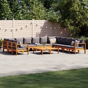 vidaXL Set de canapele de grădină cu perne, 9 piese, lemn masiv acacia imagine