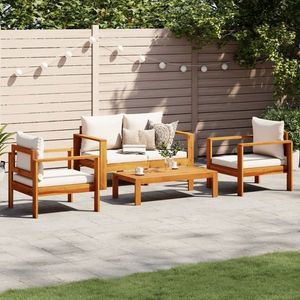 vidaXL Set canapele de grădină cu perne, 4 piese, lemn masiv de acacia imagine