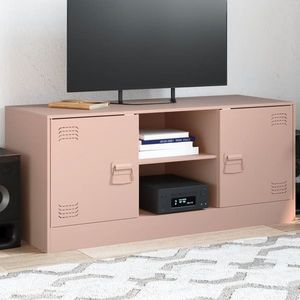 vidaXL Comodă TV, roz, 99x39x44 cm, oțel imagine
