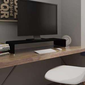 vidaXL Stand TV/Suport monitor sticlă, 90x30x13 cm, negru imagine