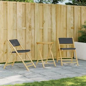 vidaXL Set mobilier de grădină cu perne gri închis, 3 piese, bambus imagine