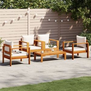 vidaXL Set de canapele de grădină cu perne, 5 buc., lemn masiv acacia imagine