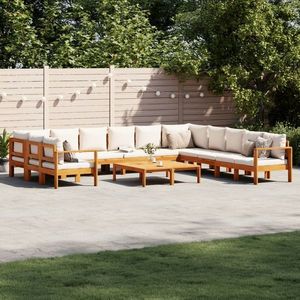 vidaXL Set de canapele de grădină cu perne, 9 piese, lemn masiv acacia imagine