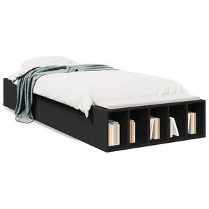 vidaXL Cadru de pat, negru, 90x190 cm, lemn prelucrat imagine