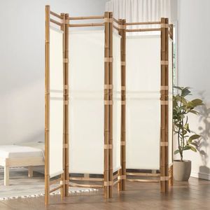 vidaXL Separator de cameră pliabil cu 5 panouri 200 cm bambus și pânză imagine