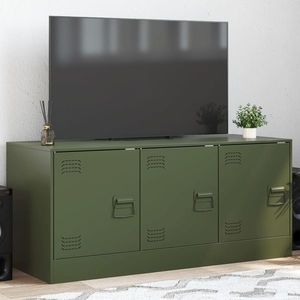 vidaXL Comodă TV, verde măsliniu, 99x39x44 cm, oțel imagine