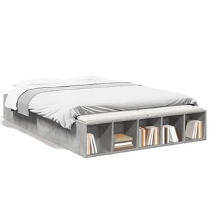 vidaXL Cadru de pat, gri beton, 120x200 cm, lemn prelucrat imagine